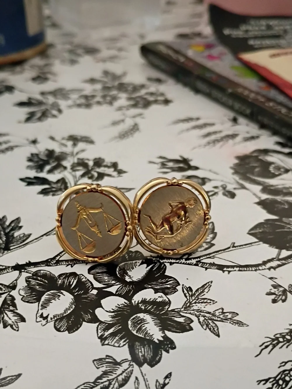 Gold-Tone Zodiac Libra Cufflinks